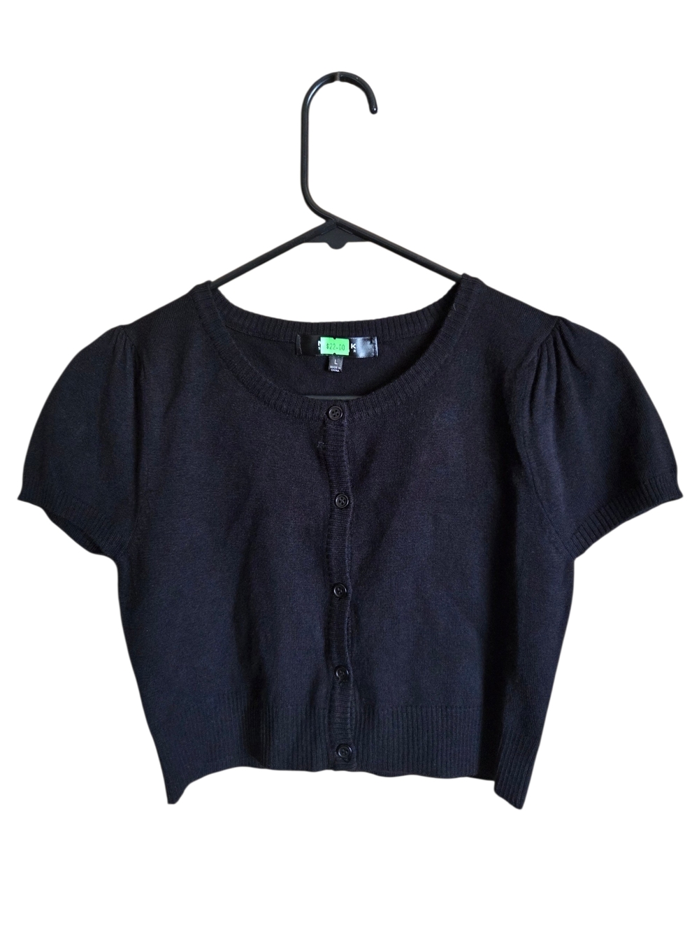 Retro Black Short Sleeve Cropped Cardigan Rockabilly